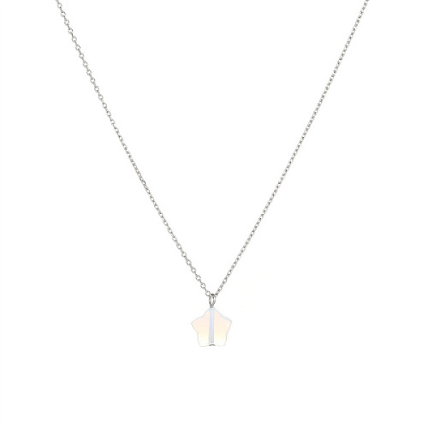 

PandaHall Stainless Steel Cable Chain Necklace, Star Opalite Pendant Necklace for Women, 17-3/4 inch(45cm) Opalite Star