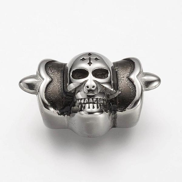 

PandaHall 304 Stainless Steel Slide Charm Rhinestone Settings, Skull, Antique Silver, 33x19.5x14mm, Hole: 7x12mm, Fit for 4x2mm rhinestone...