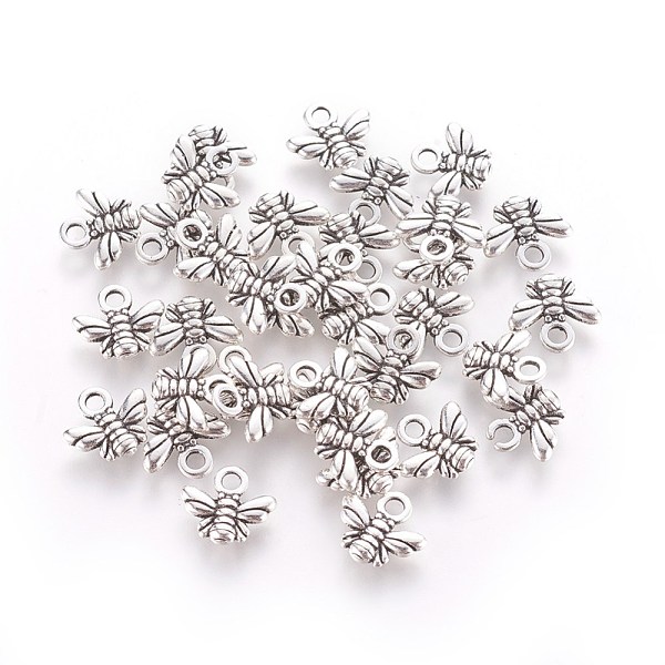 

PandaHall Tibetan Style Alloy Charms, Lead Free, Bee, Antique Silver, 10x11x2mm, Hole: 2mm Alloy Bees