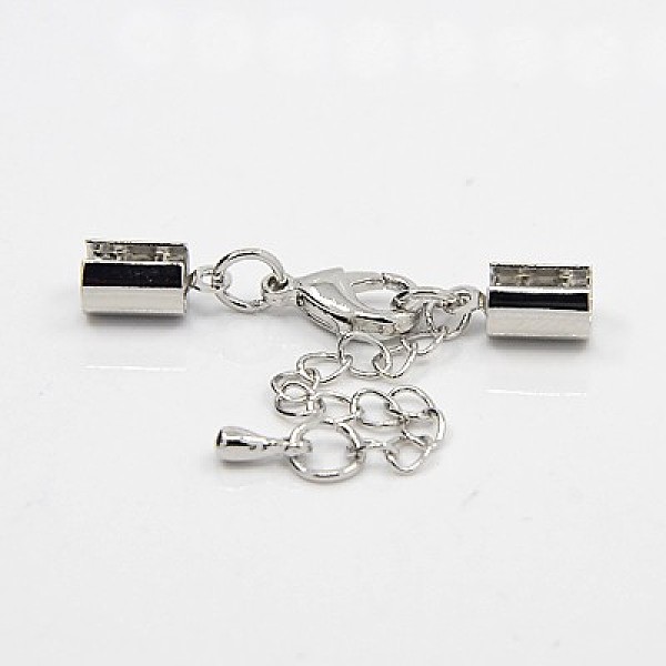 

PandaHall Brass Chain Extender, with Cord Ends and Lobster Claw Clasps, Platinum, 36mm, Hole: 4mm, Cord End: 10x5mm, Hole: 4mm Brass