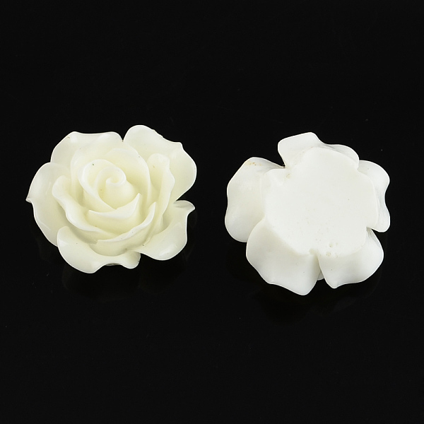 

PandaHall Rose Flower Resin Cabochons, White, 20x20x10mm Resin Flower White