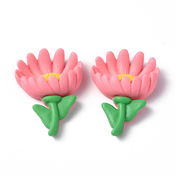 

PandaHall Opaque Resin Cabochons, Flower, Chrysanthemum Pattern, 32.5x23.5x9.5mm Resin Flower Red