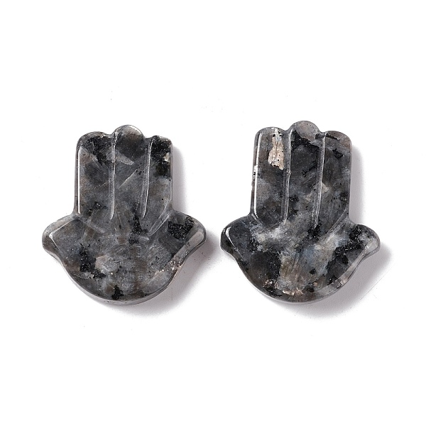 

PandaHall Natural Larvikite Cabochons, Hamsa Hand, 37x32.5x7~8mm Larvikite Palm