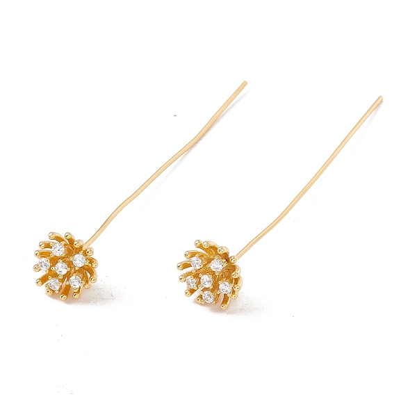 

PandaHall Brass Micro Pave Clear Cubic Zirconia Flower Head Pins, Golden, 50mm, Pin: 21 Gauge(0.7mm), Flower: 8mm in diameter Brass Clear