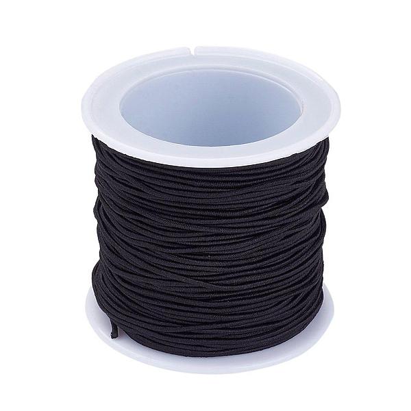 

PandaHall Elastic Cord, Black, 1mm, about 22.96 yards(21m)/roll Elastic Fibre Round Black