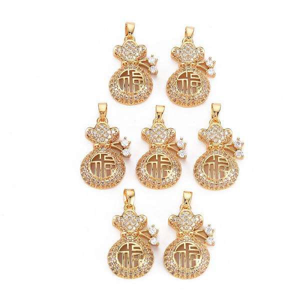 

PandaHall Rack Plating Brass Micro Pave Clear Cubic Zirconia Pendants, Long-Lasting Plated, Cadmium Free & Lead Free, Lucky Bag, Golden...