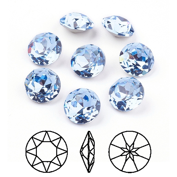 

PandaHall Pointed Back & Back Plated K9 Glass Rhinestone Cabochons, Grade A, Faceted, Flat Round, Light Sapphire, 10x5mm Glass Rhinestone..., Blue