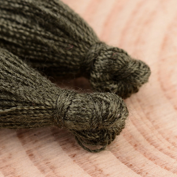 

PandaHall Cotton Thread Tassel Pendant Decorations, Olive Drab, 25~31x5mm, about 39~47pcs/bag Cotton Green