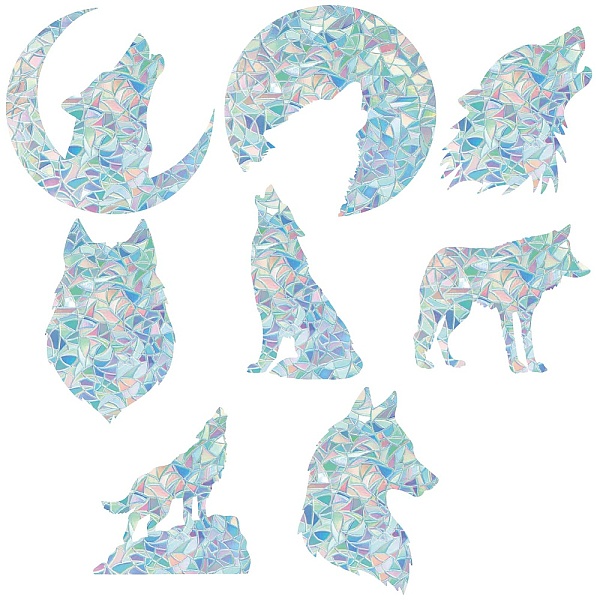 

PandaHall Waterproof PVC Colored Laser Stained Window Film Static Stickers, Rainbow Prism Electrostatic Window Decals, Wolf, 330x830mm...