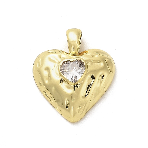 

PandaHall Rack Plating Brass Micro Pave Clear Cubic Zirconia Pendants, Cadmium Free & Lead Free, Long-Lasting Plated, Heart, Real 18K Gold...