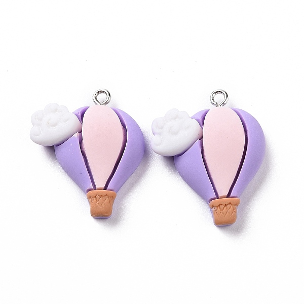 

PandaHall Opaque Resin Pendants, with Platinum Tone Iron Loops, Plum, Hot Air Balloon Pattern, 27x24.5x8.5mm, Hole: 1.8mm Iron+Resin Hot Air..., Purple