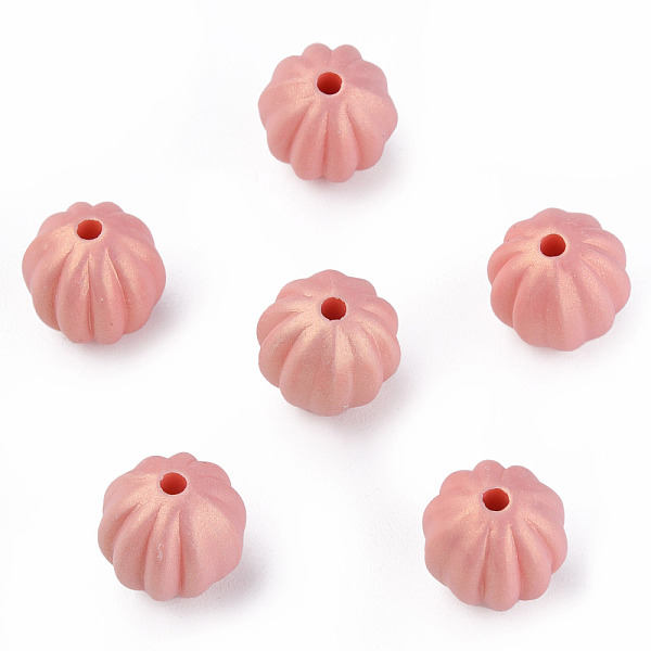 

PandaHall Spray Painted Acrylic Beads, Corrugated Beads, Rubberized Style, Round, Pink, 11x11mm, Hole: 2mm, about 720pcs/500g Acrylic Round...