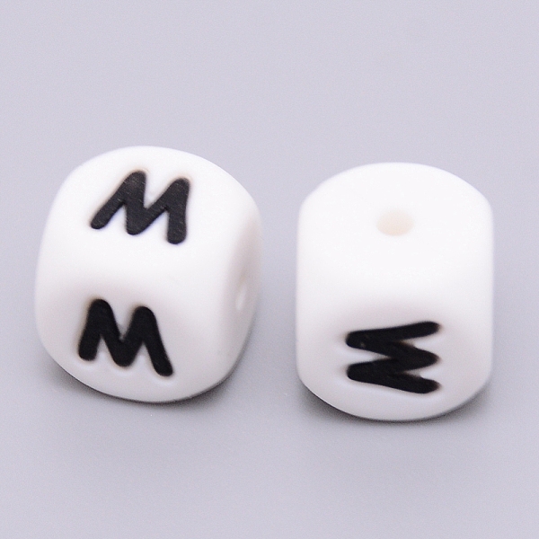 

PandaHall Silicone Beads, Cube with Letter.W, White, 12x12x12mm, Hole: 2mm Silicone Cube White