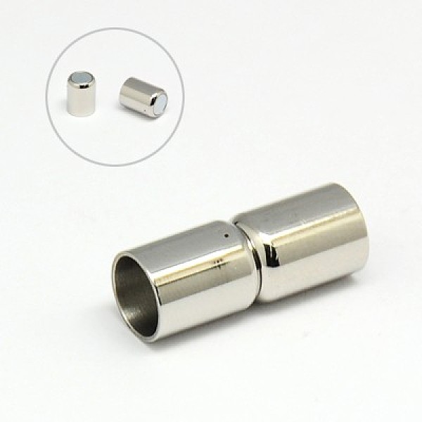 

PandaHall 304 Stainless Steel Magnetic Clasps with Glue-in Ends, Column, 18mm, Hole: 6mm 304 Stainless Steel Column