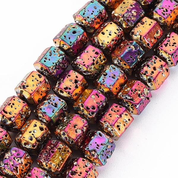 

PandaHall Electroplated Natural Lava Rock Beads Strands, Hexagon, Bumpy, Colorful, 8x7x6.5mm, Hole: 1.2mm, about 50pcs/strand, 15.55 inch...