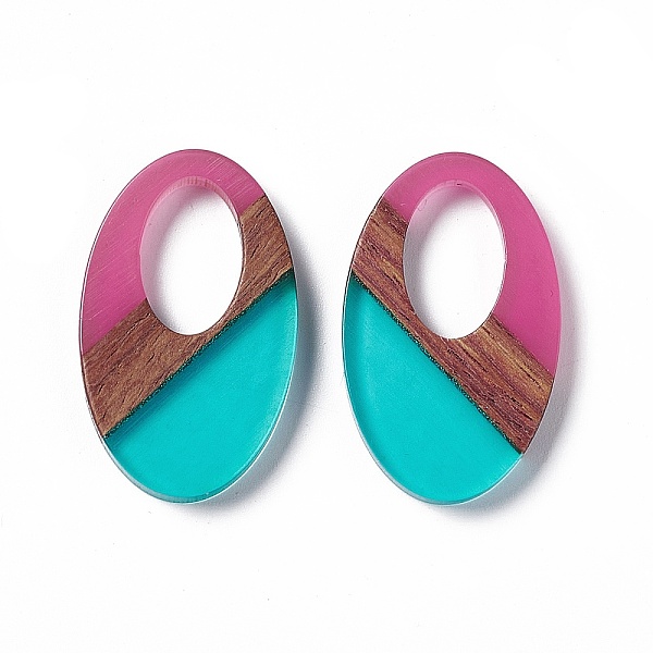 

PandaHall Transparent Resin & Walnut Wood Pendants, Oval Charms, Turquoise, 35.5x22x3.5mm, Hole: 16X10mm Resin+Wood Oval Green