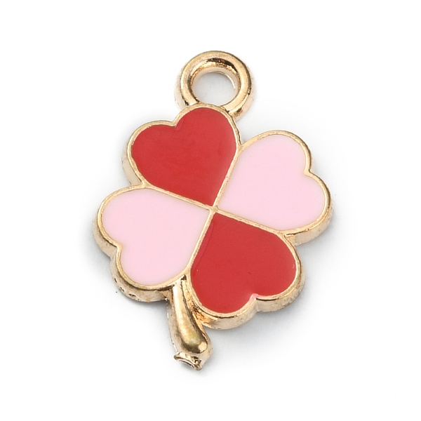 

PandaHall Alloy Enamel Pendants, Golden, Clover, Red, 18x12x1.3mm, Hole: 1.8mm Alloy+Enamel Clover Red