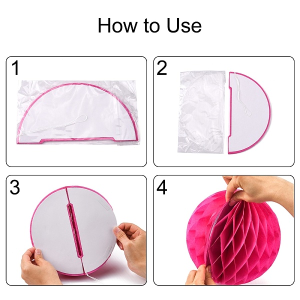 

PandaHall Paper Honeycomb Ball, Paper Lantern, with Cotton Thread, For Wedding & Birthday Party Decoration, Deep Pink, 355mm Paper Round