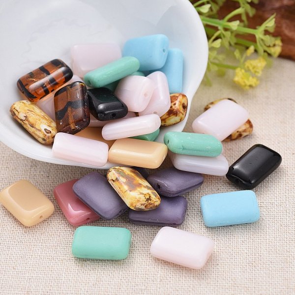 

PandaHall Czech Glass Beads, Rectangle, Mixed Color, 15~15.5x10~10.5x4.5~5mm, Hole: 1mm, about 57pcs~63pcs/bag Czech Glass Rectangle..., Multicolor