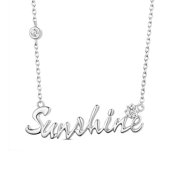 

PandaHall SHEGRACE Rhodium Plated 925 Sterling Silver Pendant Necklace, with AAA Cubic Zirconia, Sunshine, Platinum, 15.7 inch(40cm)...
