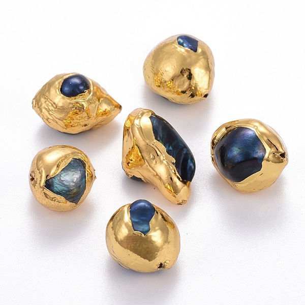 

PandaHall Natural Baroque Pearl Cultured Freshwater Pearl Beads, Dyed, Covered with Brass, Golden Plated, 13~22x11~14mm, Hole: 0.7mm Pearl...