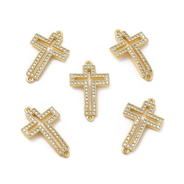 

PandaHall Brass Micro Pave Clear Cubic Zirconia Connector Charms, Religion Cross Links, Real 18K Gold Plated, 22.5x13.5x2.5mm, Hole: 1.5mm...