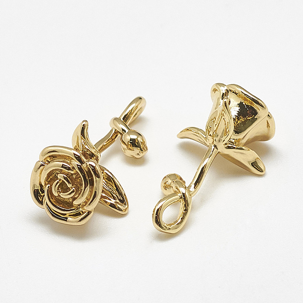 

PandaHall Brass Pendants, Rose, Real 18K Gold Plated, 21x11x11mm, Hole: 2.5x1mm Brass Flower