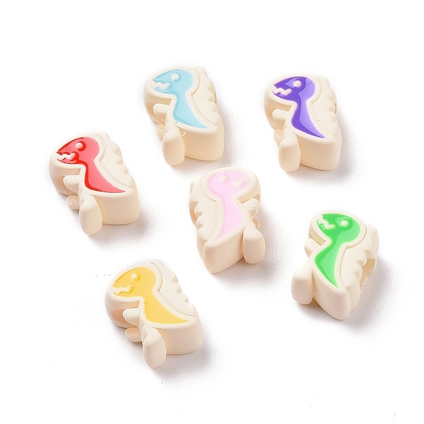 

PandaHall Rubberized Style Acrylic European Beads, with Enamel, Large Hole Beads, Dinosaur, Mixed Color, 13x9.9x7mm, Hole: 4.3mm Acrylic..., Multicolor