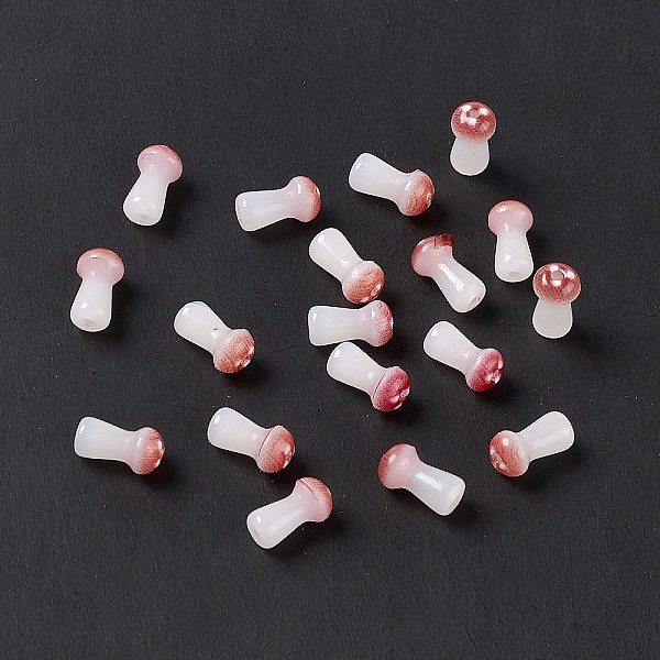 

PandaHall Opaque Glass Beads, Mushroom, Indian Red, 8x4.5mm, Hole: 1mm, about 96~98pcs/bag Glass Mushroom