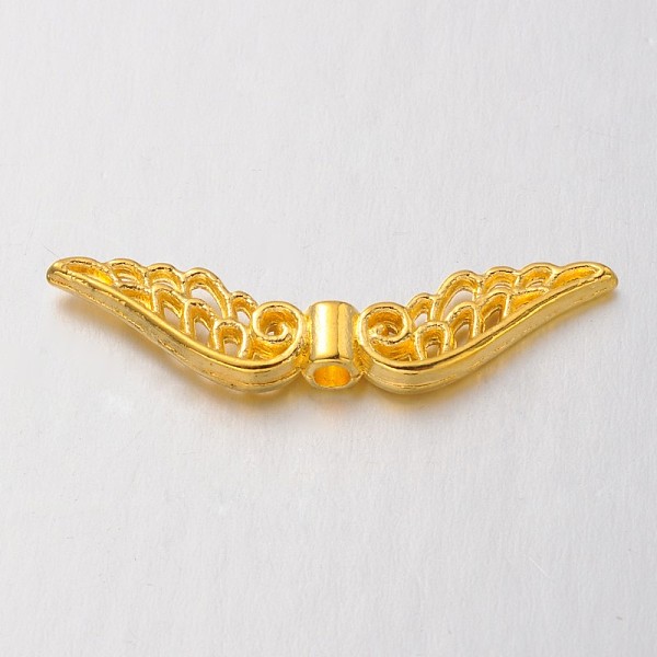 

PandaHall Tibetan Style Alloy Beads, Wing, Golden, 7.5x30x3mm, Hole: 1mm Alloy Wing