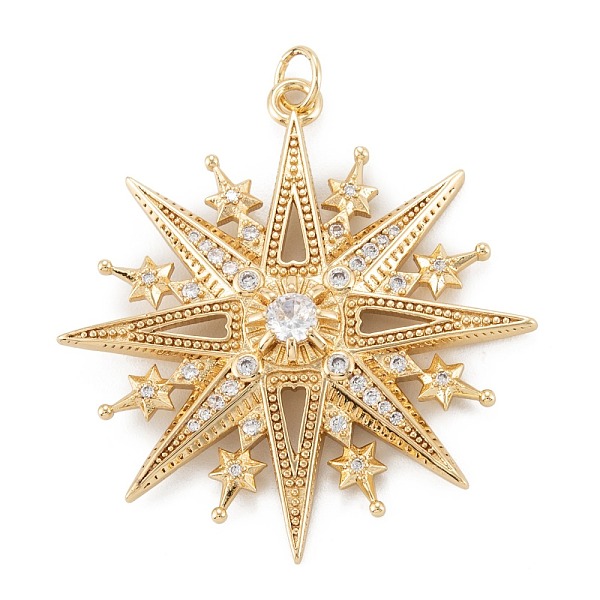 

PandaHall Brass Micro Pave Cubic Zirconia Pendant, Long-Lasting Plated, Star, Real 18K Gold Plated, 37.5x35x4.5mm, Hole: 3.6mm Brass+Cubic..., Clear
