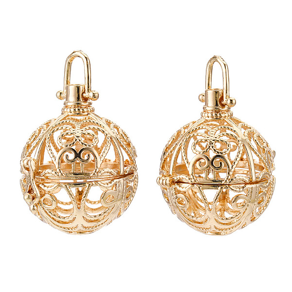 

PandaHall Rack Plating Brass Cage Pendants, For Chime Ball Pendant Necklaces Making, Hollow Round, Light Gold, 33x30x25mm, Hole: 5mm, inner...