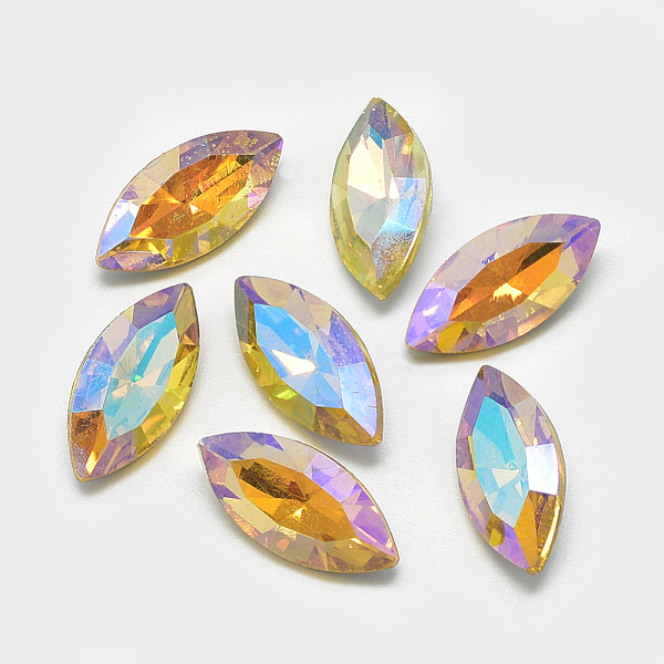 

PandaHall Pointed Back Glass Rhinestone Cabochons, Back Plated, Faceted, AB Color Plated, Horse Eye, Gold, 15x7x4mm Glass Rhinestone Horse...