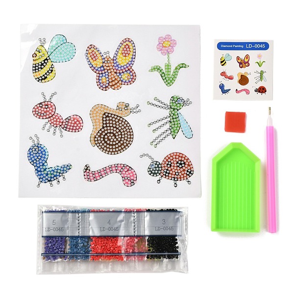

PandaHall DIY Insect Theme Diamond Painting Stickers Kits For Kids, with Diamond Painting Stickers, Rhinestones, Diamond Sticky Pen, Tray..., Multicolor