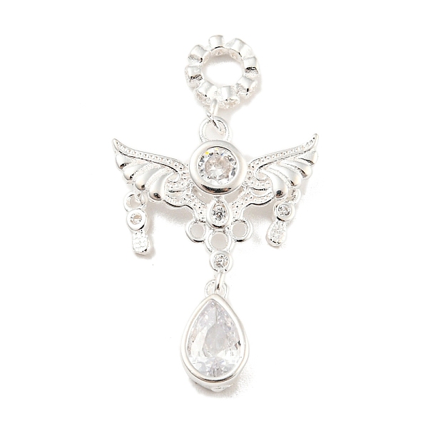 

PandaHall Silver 925 Sterling Silver Pendants, with Rhinestone, Angel Charms, Crystal, 21x15.5x2mm, Hole: 2.8mm Sterling Silver+Rhinestone..., Clear