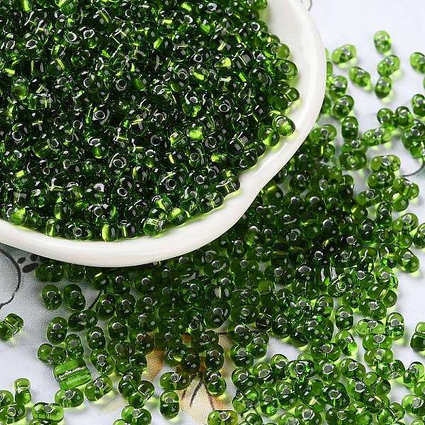 

PandaHall Glass Seed Beads, Transparent Colours, Silver Lined, Peanut, Green, 4~4.5x2~2.5x2~2.5mm, Hole: 0.8~0.9mm, about 10000pcs/pound...