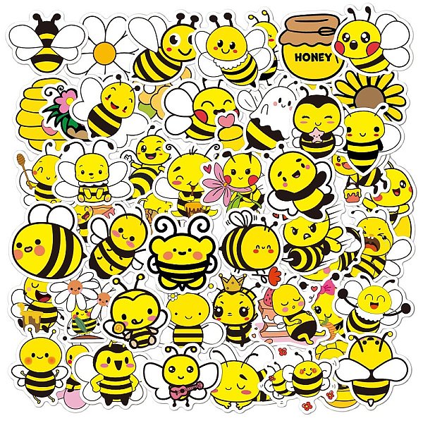 

PandaHall 50Pcs PVC Self-Adhesive Cartoon Bees Stickers, Waterproof Insect Decals for Party Decorative Presents, Yellow, 60~70mm Plastic...