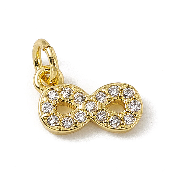 

PandaHall Brass Micro Pave Cubic Zirconia Charms, with Jump Rings, Infinity Charm, Real 18K Gold Plated, 7x10x1.5mm, Hole: 2.7mm Brass+Cubic..., Clear