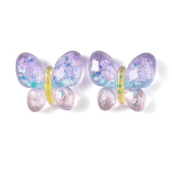 

PandaHall Transparent Epoxy Resin Butterfly Decoden Cabochons, with Glitter Powder, Lilac, 18.5x21x6mm Epoxy Resin Butterfly Purple