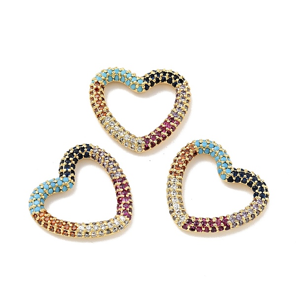 

PandaHall Rack Plating Brass Micro Pave Cubic Zirconia Linking Rings, Long-Lasting Plated, Cadmium Free & Lead Free, Heart, Golden, Colorful...