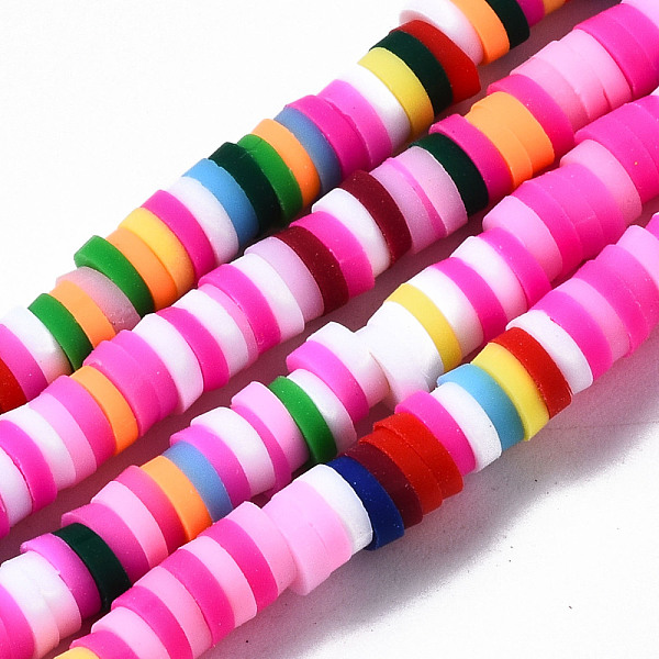 

PandaHall Handmade Polymer Clay Beads Strands, for DIY Jewelry Crafts Supplies, Heishi Beads, Disc/Flat Round, Colorful, 4x0.5~1mm, Hole...
