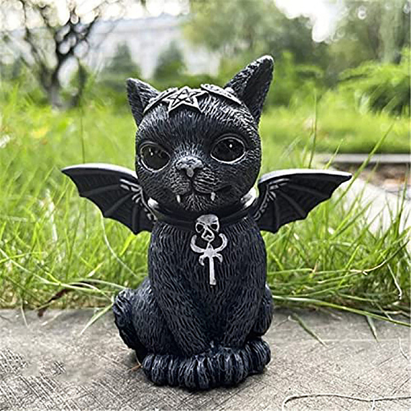 

PandaHall Resin Figurine Ornament, for Halloween Party Home Desk Decoration, Cat Shape, 90x50x90mm Resin Cat Shape Black