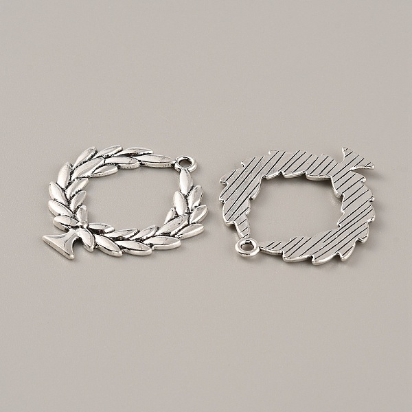 

PandaHall Tibetan Style Alloy Pendants, Leafy Branch Charms, Olive Branch, Antique Silver, 38x33x2mm, Hole: 2mm Alloy Round