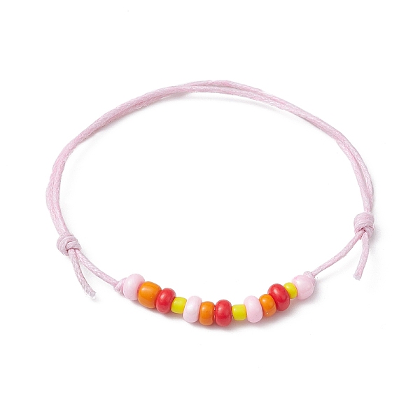 

PandaHall Adjustable Glass Seed Braided Bead Bracelets, with Cotton Cords, Red, Inner Diameter: 3-3/8 inch(8.5cm) Seed Beads Round Red