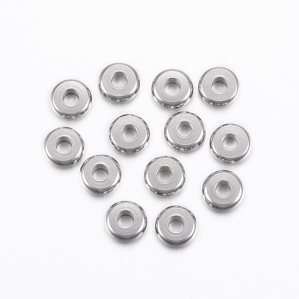 

PandaHall 304 Stainless Steel Spacer Beads, Flat Round, Stainless Steel Color, 6x2mm, Hole: 2mm 304 Stainless Steel Flat Round