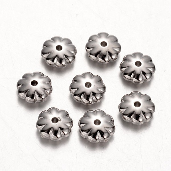 

PandaHall Flower CCB Plastic Beads, Platinum, 8x3.5mm, Hole: 1mm Plastic Flower