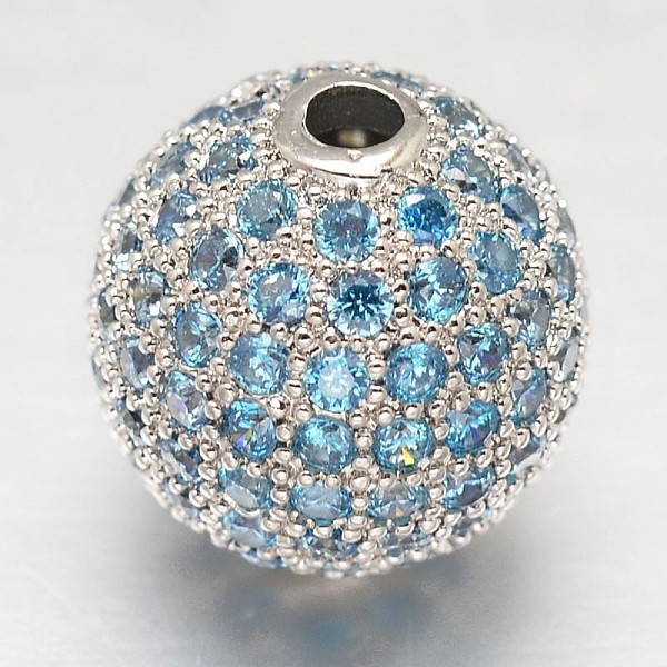 

PandaHall CZ Brass Micro Pave Cubic Zirconia Round Beads, Platinum, 8mm, Hole: 2mm Brass+Cubic Zirconia Round Blue