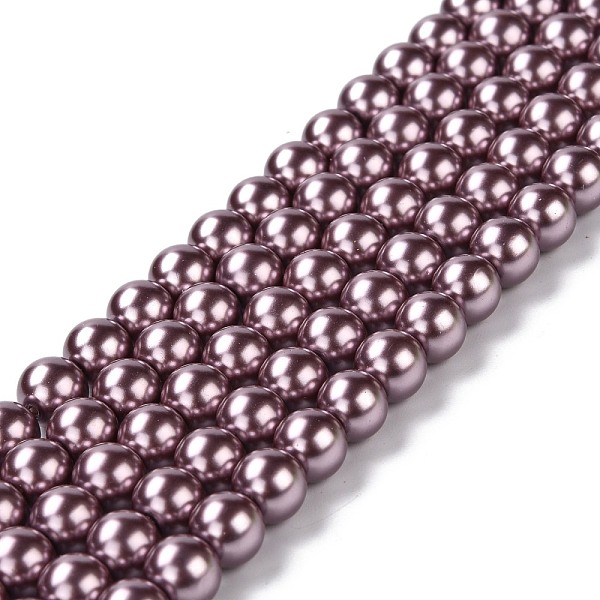 

PandaHall Eco-Friendly Grade A Glass Pearl Beads, Pearlized, Round, Thistle, 8mm, Hole: 1.2~1.5mm, about 52pcs/Strand, 16''(40.64cm) Glass..., Purple