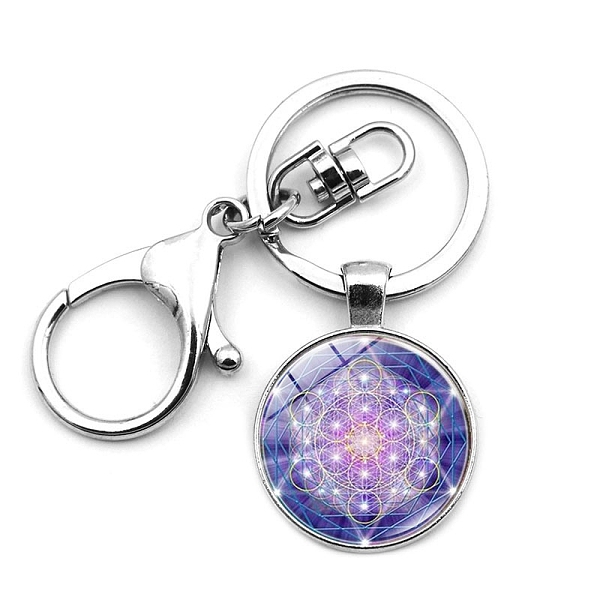 

PandaHall Glass Keychains, with Alloy Findings, Flat Round, Slate Blue, 9.2cm Alloy Flat Round
