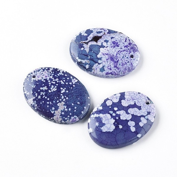 

PandaHall Natural Agate Pendants, Dyed & Heated, Oval, 40.6~41x30~30.8x6~8mm, Hole: 1.6~1.7mm Natural Agate Oval